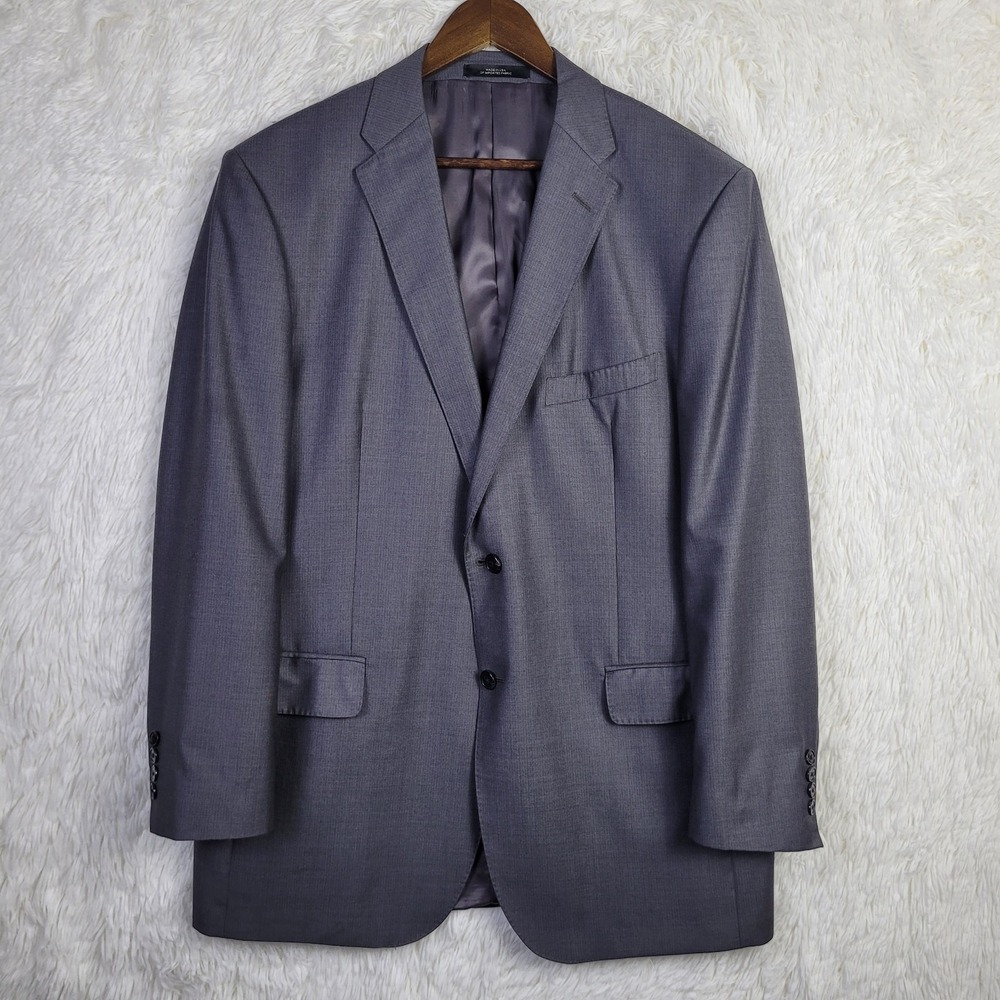 Saks Fifth Avenue BLACK Ermenegildo Zegna Grey Wool Suit Jacket Blazer 44L